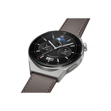 WATCH | GT 3 Pro | Smart watch | GPS (satellite) | AMOLED | Touchscreen | Activity monitoring 24/7 | Waterproof | Bluetooth | Titanium Case with Gray Leather Strap, Odin-B19V 13