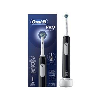 Oral-B | Pro Series 1 Cross Action | Electric Toothbrush | Rechargeable | For adults | Black | Number of brush heads included 1 | Number of teeth brushing modes 3 1