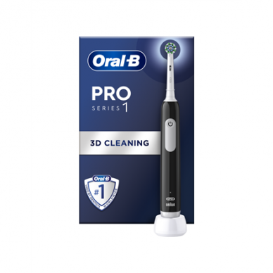 Oral-B | Pro Series 1 Cross Action | Electric Toothbrush | Rechargeable | For adults | Black | Number of brush heads included 1 | Number of teeth brushing modes 3 2